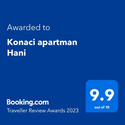 a screenshot of a phone with the text awarded to konamiarmaham ham at Konaci apartman Hani in Kopaonik