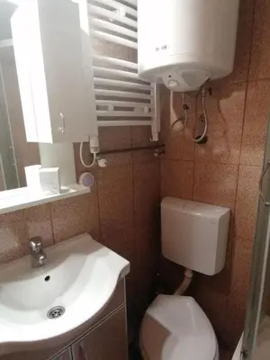 a small bathroom with a toilet and a sink at Konaci apartman Hani in Kopaonik