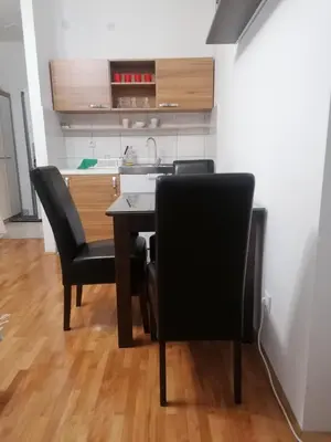 a kitchen with a table and chairs in a room at Apartman - Studio Prnic in Soko Banja