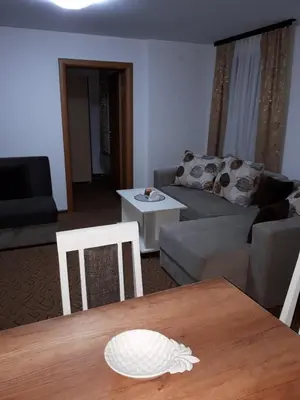 a living room with a table and a couch at Apartmani Pavlović in Kopaonik