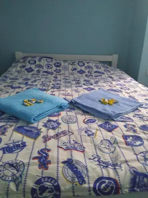 a bed with two pillows on top of it at Apartman Azzuro Vrnjačka Banja in Vrnjačka Banja