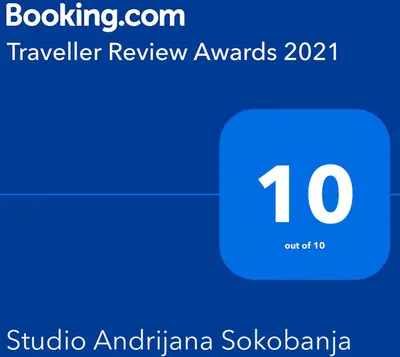 a blue square with the number on it at Studio Andrijana Sokobanja in Soko Banja