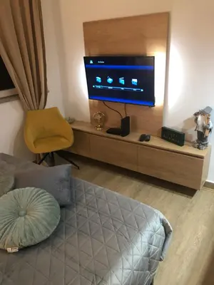 a living room with a bed and a television at TeonaLux Kraljevi Cardaci 5a/22 in Kopaonik