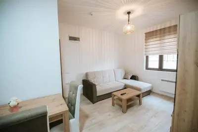 a living room with a couch and a table at Apartman Kostic Kraljev Konak in Kopaonik