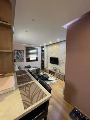 a living room with a couch and a television at Vila PAHULJA A6 in Kopaonik