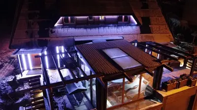 an overhead view of a building with a stage at K2 Chalet in Kopaonik