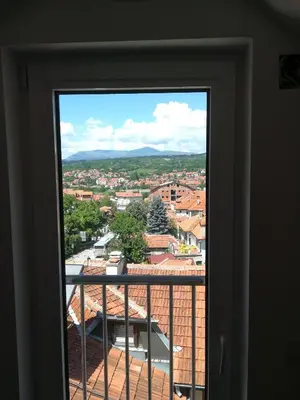 a view of a city from a window at Apartmani Marković in Soko Banja
