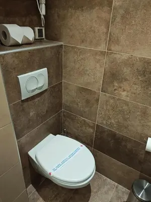 a bathroom with a white toilet in a room at Star Hill - Koznik Konaci in Kopaonik
