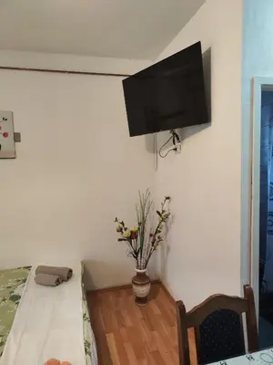 a room with a flat screen tv on the wall at Snezana home in Vranje
