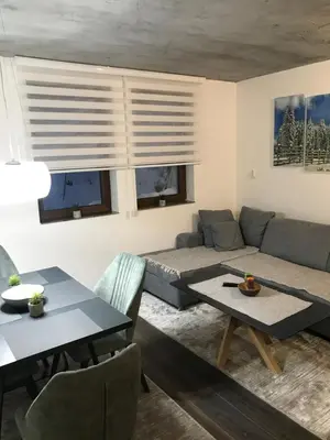 a living room with a couch and a table at Suncani breg treska in Kopaonik