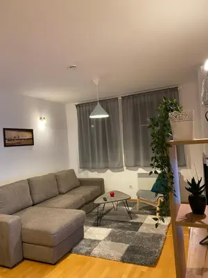 a living room with a couch and a table at Apartmani Vila Goč in Goč