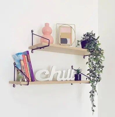 a shelf with plants and a mirror on a wall at Apartment Atria in Vrnjačka Banja