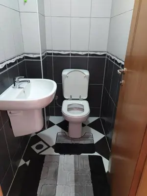a bathroom with a toilet and a sink at Apartman Miloš in Vrnjačka Banja