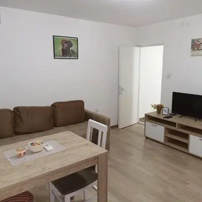 a living room with a couch and a table at Stan KALA in Vrnjačka Banja