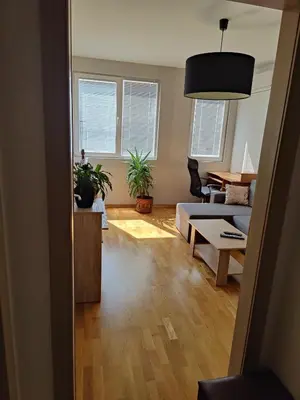a living room with a couch and a table at Apartman Aleksic in Niš