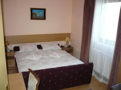 a bedroom with a bed in a room with a window at Motel Stara Vrba in Kuršumlija