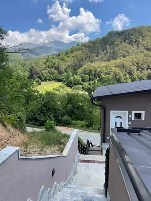 a view of a mountain from a house at Blue Lagoon Apartments in Crni Vrh