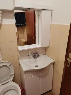 a bathroom with a white sink and a toilet at Vila Milica in Kraljevo