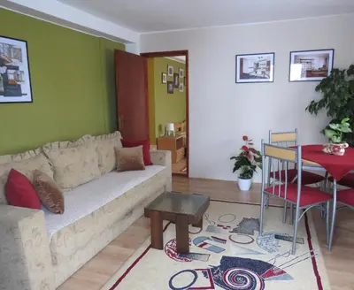 a living room with a couch and a table at Apartman Bilja in Vrnjačka Banja