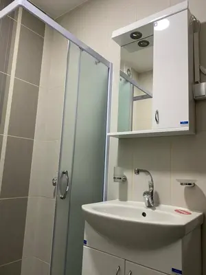 a bathroom with a sink and a shower at Studio Milica in Soko Banja