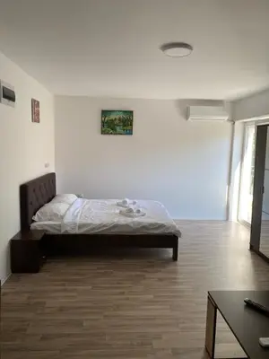 a bedroom with a bed in the corner of a room at Studio Milica in Soko Banja