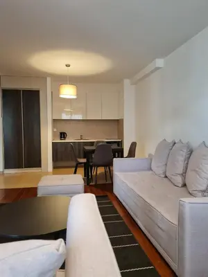a living room with a couch and a table at Apartman Ibarstar in Vrnjačka Banja