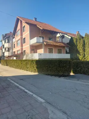 a building on the side of a street at Apartman Andrijana 1 in Soko Banja