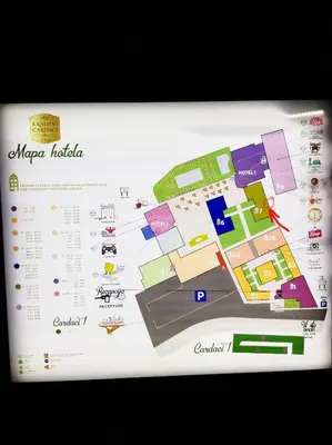 a map of map hacienda on a wall at Kraljevi čardaci, apartman 53 u zgradi 7, opcija unutrašnjeg parking mesta in Kopaonik