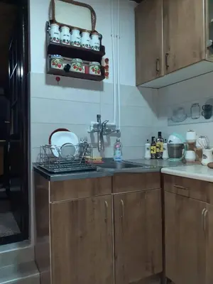 a kitchen with a sink and a counter with dishes at Vikend kuća Čairović in Kopaonik