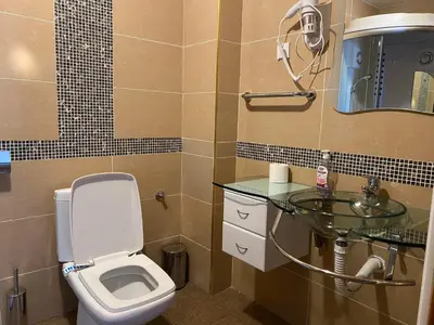 a bathroom with a toilet and a sink at Apartman Luka in Vrnjačka Banja