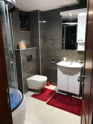 a bathroom with a toilet and a sink and a shower at Apartman B3 u vili Suri in Kopaonik