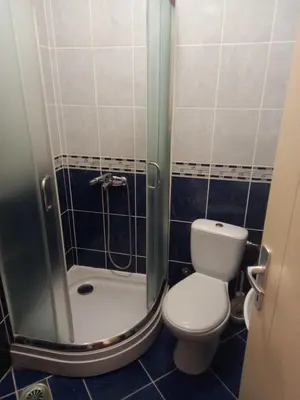 a bathroom with a toilet and a shower at Apartmani Ivančica in Vrnjačka Banja