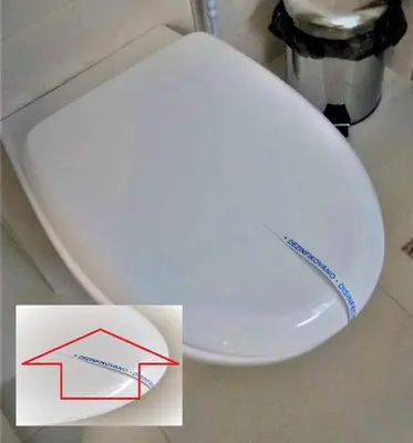 a close up of a toilet with two arrows on it at Studio Soko Day 2 in Soko Banja