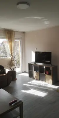 a living room with a couch and a television at Sokobanja apartman Aviva in Soko Banja