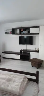 a living room with a flat screen tv on a wall at Kuća za odmor Apartman Solo in Soko Banja