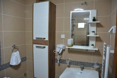a bathroom with a sink and a mirror at MONA RELAX in Vrnjačka Banja