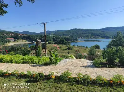 a view of a lake from a garden at Vila Vera Borsko Jezero in Bor