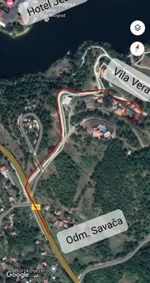 a map of a road with a freeway and an island at Vila Vera Borsko Jezero in Bor