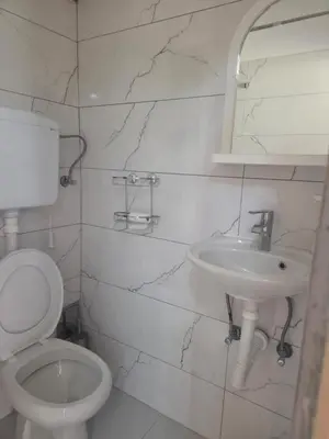 a white bathroom with a sink and a toilet at Milosev Konak in Aleksandrovac