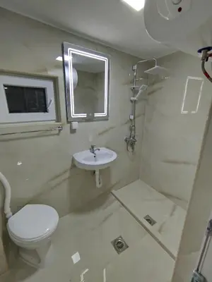 a bathroom with a toilet and a sink at Apartmani Strahinic in Leskovac