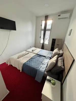 a bedroom with a large bed in a room at Stari Zaječar apartments in Zaječar