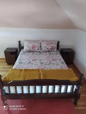 a bedroom with a bed with two night stands at Vikendica Matić in Goč