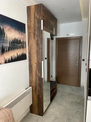a room with a wooden door and a wall at Snow peak Wellness & Spa, Kopaonik Milmari N5 in Kopaonik