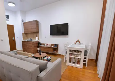a living room with a couch and a table at Lux Pegaz 008 in Vrnjačka Banja