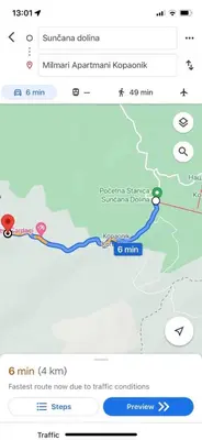 a map of the hike to the pyramids at Apartman Pahuljica in Kopaonik