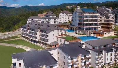 an aerial view of a resort with a pool at Milmari Premier40 in Kopaonik