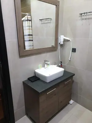 a bathroom with a sink and a mirror at Milmari Premier05 in Kopaonik