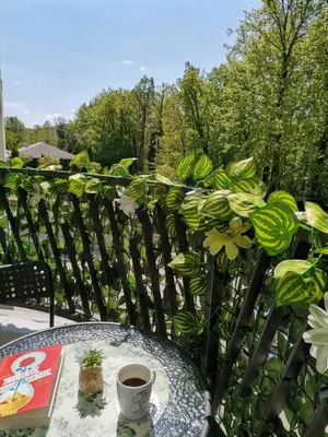 a table with a cup of coffee and a book at Vidikovac in Vrnjačka Banja