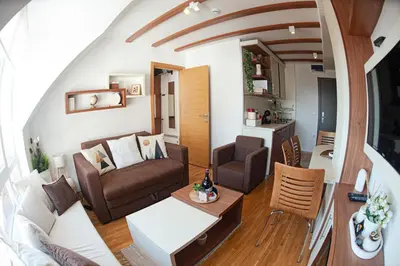 an overhead view of a living room in a tiny house at MIR i LIRA apartmani Kopaonik in Kopaonik