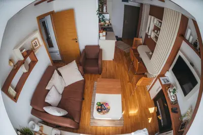 an overhead view of a living room with a couch at MIR i LIRA apartmani Kopaonik in Kopaonik